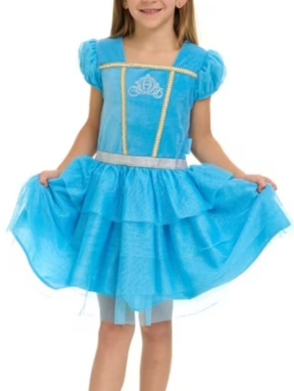 Disney Cinderella Princess Tutu Velour top Tulle Skirt Dress Blue 8
